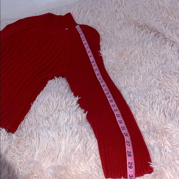 Red Chunky Ribbed Vintage Tommy Hilfiger Mock Neck Sweater - Picture 5 of 8